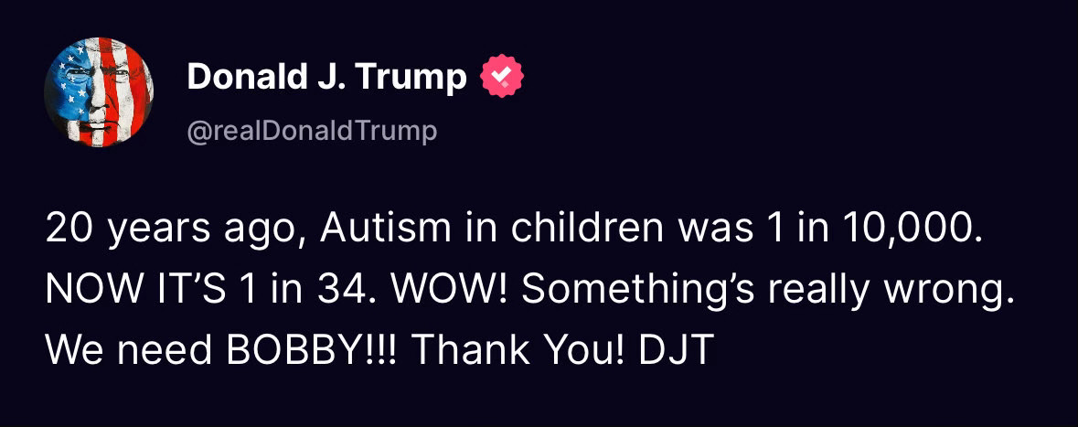 Truth Social Austism Post